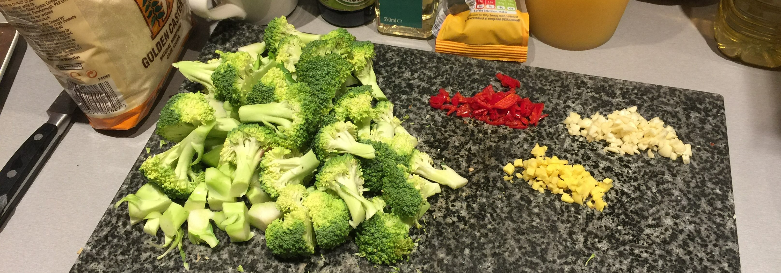 Chopped broccoli and spices